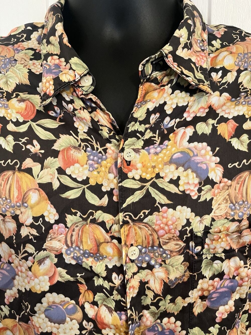 VTG Reyn Spooner Fall Harvest Thanksgiving Dinner Shirt Egyptian Cotton Hawaiian